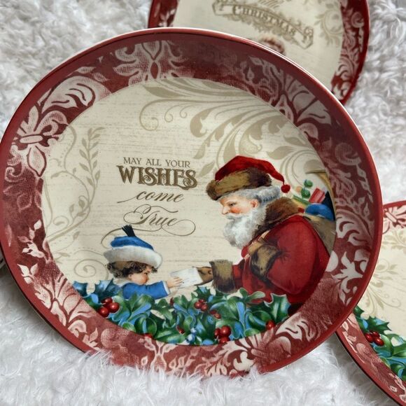 Certified International VICTORIAN SANTA 8" Plate Set 4P Audrey Roberts Christmas - Picture 8 of 14